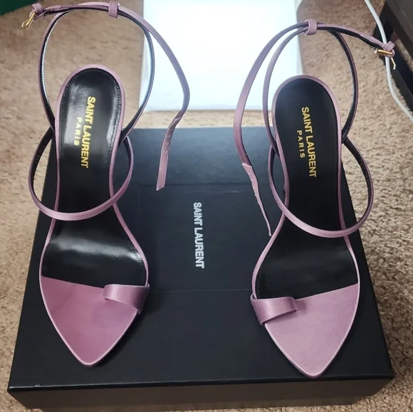Saint Laurent Women's Pink Strappy Heels - Picture 7 of 7
